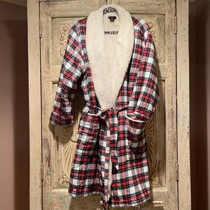 J.Crew Fleece Sherpa Lines Flannel Plaid Robe